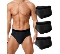 BEENIUBEE Calzoncillos Incontinencia Hombre 3 Pack, Calzoncillos per Incontinenza in Algodón Lavabile con Assorbente 150ml di Volume di Urina, Mutande Riutilizzabili a Prova di Perdite(Negro, M)