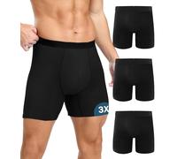 BEENIUBEE Pack de 3 calzoncillos de incontinencia para hombre, algodón, lavables, calzoncillos largos para hombre con almohadilla absorbente, 100 ml, ropa interior reutilizable a prueba de fugas