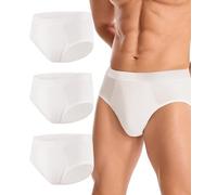 BEENIUBEE Pantalones de incontinencia para hombre, 150 ml, de algodón de alta absorción, lavables, reutilizables, a prueba de fugas, paquete de 3 (blanco, L)