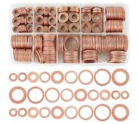 Beenle-Icey 400 anillos de sellado de cobre, arandelas planas, arandelas de cobre, surtido de anillos de sellado planos, kit con caja surtida para tornillos y sujetadores