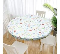 Beenle-Icey Mantel redondo impermeable con bordes elásticos, lavable, a prueba de aceite, para cocina, comedor (109-139 cm de diámetro, blanco)