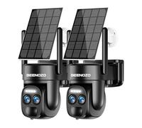 BEENOZO Cámara Vigilancia WiFi Exterior Solar, 4K 360° PTZ Camaras de Seguridad Domicilio sin Cables con Aplicación, Color Visión Nocturna, Sirena, Seguimiento Automático, Audio Bidireccional,2 Piezas