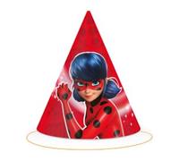 BeenSmile, Gorros Miraculous, Personaje Ladybug, Gorros de Cartón, Decoración Cumpleaños Infantil, Gorritos para iesta de Cumpleaños, 6 Unidades