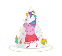 BeenSmile, GORROS PEPPA PIG, Gorros de Cartón, Decoración Cumpleaños para Niños, Gorritos para Fiesta Temática y Celebraciones Infantiles, 6 Gorros