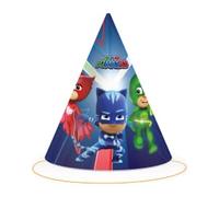 BeenSmile, GORROS PJ MASKS, Gorros de Cartón, Decoración Cumpleaños Infantil, Gorritos para Fiesta de Cumpleaños, 6 Unidades