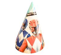 BeenSmile, GORROS POWER RANGERS, Gorros de Cartón, Decoración Cumpleaños Infantil, Gorritos para Fiesta de Cumpleaños, 6 Unidades