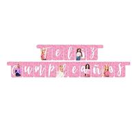 BeenSmile, Guirnalda Feliz Cumpleaños Infantil 3 Metros - Decoración Fiesta de Cumpleaños para Niños y Niñas - Pancarta Fiesta Infantil, Happy Birthday Decoración Reutilizable (Barbie)
