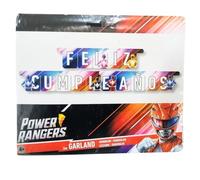 BeenSmile, Guirnalda Fiesta GENERICA Power Rangers, Guirnalda Happy Birthday - Decoración Cumpleaños para Niños - Fiestas Infantiles, Cumpleaños y Celebraciones - Artículos de Fiesta - 1 Unidad