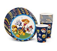 BeenSmile Vajilla Patrulla Canina para Cumpleaños, Pack de 8 Platos 23 cm y 8 Vasos Desechables, Set de Fiesta Infantil para Niños, Meriendas y Celebraciones