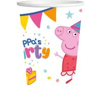 BeenSmile, VASOS PEPPA PIG, Vasos para Niños, Decoración Cumpleaños Infantiles, Artículos para Fiestas y Celebraciones, Vasos Desechables, 8 Unidades, 250 Ml