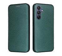BEENTRYS Cuero Funda para ASUS Zenfone 12 Ultra Funda,Fibra de Carbono Cartera Cubierta Ranura para Tarjeta Función Soporte Cierre Magnético PU Regalo Antigolpes Carcasa-Verde