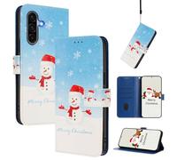 BEENTRYS Cuero Funda para Honor X6 4G / X6S 4G / 70 Lite 5G Funda,Motivo Muñeco Nieve Tipo Billetera Cartera Cubierta Ranura para Tarjeta Soporte Magnético PU Antigolpes Carcasa-XHXR