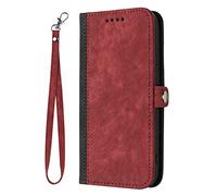 BEENTRYS Cuero Funda para Moto G Stylus 2024 Funda,Tipo Billetera Cartera Cubierta Ranura para Tarjeta Soporte Bolsillo Cremallera Magnético PU Antigolpes Carcasa-Rojo