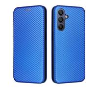 BEENTRYS Cuero Funda para Realme 5 / 5S / 5i / C3 Funda,Fibra de Carbono Cartera Cubierta Ranura para Tarjeta Función Soporte Cierre Magnético PU Regalo Antigolpes Carcasa-Azul