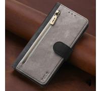 BEENTRYS Cuero Funda para Realme C11 2021 / C20 Funda,Tipo Billetera Cartera Cubierta Ranura para Tarjeta Soporte Bolsillo Cremallera RFID Magnético PU Antigolpes Carcasa-Gris