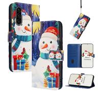 BEENTRYS Cuero Funda para Realme GT 6 5G / GT 6T 5G / GT6 5G Funda,Motivo Muñeco Nieve Tipo Billetera Cartera Cubierta Ranura para Tarjeta Soporte Magnético PU Antigolpes Carcasa-LHXR