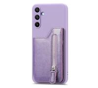 BEENTRYS Cuero Funda para Samsung Galaxy M02S / A025 / F02S Funda,Libro Tipo Cartera de Piel Billetera Tapa Ranura para Tarjeta Bolsillo Cremallera Magnético Soporte PU Antigolpes Carcasa-Morado