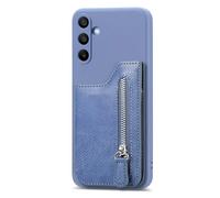 BEENTRYS Cuero Funda para Samsung Galaxy M02S / A025 / F02S Funda,Libro Tipo Cartera de Piel Billetera Tapa Ranura para Tarjeta Bolsillo Cremallera Magnético Soporte PU Antigolpes Carcasa-Azul