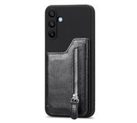 BEENTRYS Cuero Funda para Samsung Galaxy M02S / A025 / F02S Funda,Libro Tipo Cartera de Piel Billetera Tapa Ranura para Tarjeta Bolsillo Cremallera Magnético Soporte PU Antigolpes Carcasa-Negro