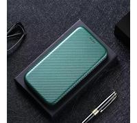 BEENTRYS Cuero Funda para TCL 20 Pro 5G Funda,Fibra de Carbono Cartera Cubierta Ranura para Tarjeta Función Soporte Cierre Magnético PU Regalo Antigolpes Carcasa-Verde