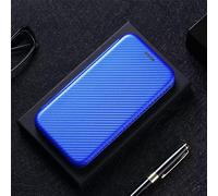 BEENTRYS Cuero Funda para TCL 20B Funda,Fibra de Carbono Cartera Cubierta Ranura para Tarjeta Función Soporte Cierre Magnético PU Regalo Antigolpes Carcasa-Azul