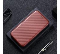 BEENTRYS Cuero Funda para TCL 20R 5G / 20AX Funda,Fibra de Carbono Cartera Cubierta Ranura para Tarjeta Función Soporte Cierre Magnético PU Regalo Antigolpes Carcasa-Marrón