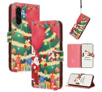 BEENTRYS Cuero Funda para TCL 605/60 SE Funda,Motivo Muñeco Nieve Tipo Billetera Cartera Cubierta Ranura para Tarjeta Soporte Magnético PU Antigolpes Carcasa-SDS