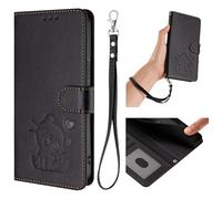 BEENTRYS Cuero PU Funda para Nokia HMD Pulse Pro/Pulse/Pulse Plus Funda,Carino Gato y Corazón Cartera con Tapa Ranuras para Tarjetas Bolsillo Soporte Flip Case Antigolpes Carcasa-Negro