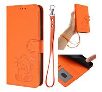 BEENTRYS Cuero PU Funda para Xiaomi Redmi 15C 4G 171 Funda,Carino Gato y Corazón Cartera con Tapa Ranuras para Tarjetas Bolsillo Soporte Flip Case Antigolpes Carcasa-Naranja