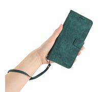 BEENTRYS Funda Cartera para Motorola Moto G55 5G,Tipo Libro de Cuero PU con Correa de Mano Tarjetas Soporte Cierre Magnético Protección Antigolpes Carcasa-Verde