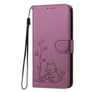 BEENTRYS Funda Cartera para OnePlus Turbo 6,Tipo Libro de Piel Cuero PU Diseño de Gato Tarjetas Soporte Cierre Magnético Antigolpes Carcasa para Mujer Chica-Violeta