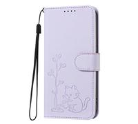 BEENTRYS Funda Cartera para OnePlus Turbo 6,Tipo Libro de Piel Cuero PU Diseño de Gato Tarjetas Soporte Cierre Magnético Antigolpes Carcasa para Mujer Chica-Púrpura