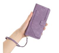 BEENTRYS Funda Cartera para OPPO A16 / A16s / A54s / A55 5G / A53s 5G,Tipo Libro de Cuero PU con Correa de Mano Tarjetas Soporte Cierre Magnético Protección Antigolpes Carcasa-Púrpura