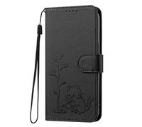 BEENTRYS Funda Cartera para OPPO Reno15 F,Tipo Libro de Piel Cuero PU Diseño de Gato Tarjetas Soporte Cierre Magnético Antigolpes Carcasa para Mujer Chica-Negro