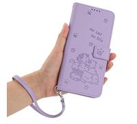 BEENTRYS Funda Cartera para Realme C53 / C51 / Note 50 4G,Libro de Cuero PU Gato Bandolera Cruzada de Muñeca Tarjetas Soporte Magnético Antigolpes Carcasa para Mujer Chica-Morado