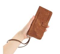 BEENTRYS Funda Cartera para Samsung Galaxy A55 5G,Tipo Libro de Cuero PU con Correa de Mano Tarjetas Soporte Cierre Magnético Protección Antigolpes Carcasa-Marrón