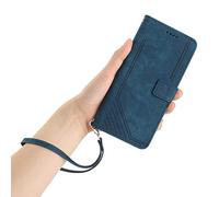 BEENTRYS Funda Cartera para Samsung Galaxy A55 5G,Tipo Libro de Cuero PU con Correa de Mano Tarjetas Soporte Cierre Magnético Protección Antigolpes Carcasa-Azul