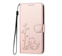 BEENTRYS Funda Cartera para Vivo Y03 4G,Tipo Libro de Piel Cuero PU Diseño de Gato Tarjetas Soporte Cierre Magnético Antigolpes Carcasa para Mujer Chica-ororosa