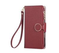 BEENTRYS Funda Cartera para Xiaomi 12T / 12T Pro/Redmi K50 Ultra,Tipo Libro de Cuero PU Cremallera y Tarjetero para Ranuras Tarjetas Soporte Muñequera Magnético Antigolpes Carcasa-Rojo