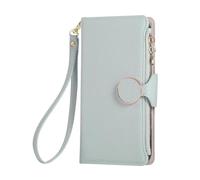 BEENTRYS Funda Cartera para Xiaomi 13T 5G / 13T Pro 5G / Redmi K60 Ultra,Tipo Libro de Cuero PU Cremallera y Tarjetero para Ranuras Tarjetas Soporte Muñequera Magnético Antigolpes Carcasa-Cian