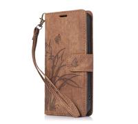 BEENTRYS Funda Cartera para Xiaomi Redmi A3 4G / A3X 4G / Poco C61 4G Funda,Diseño de Mariposas Flores Tipo Libro de Cuero PU Ranuras Tarjetas Soporte Nujer Niña Magnético Antigolpes Carcasa-Marrón