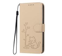 BEENTRYS Funda Cartera para ZTE Nubia Music 2,Tipo Libro de Piel Cuero PU Diseño de Gato Tarjetas Soporte Cierre Magnético Antigolpes Carcasa para Mujer Chica-Oro