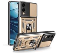 BEENTRYS Funda Cubierta de Cámara Deslizante para Realme C61 / C63 4G,Soporte Anillo 360° Protectora Magnético de Coche Protección Antigolpes Resistente Carcasa-Dorado