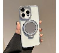 BEENTRYS Funda Espejo para OPPO A2 5G / A1S / A79 5G,Transparente Glitter Brillante Anillo Soporte Strass Suave de TPU Protección de Cámara Antigolpes Carcasa para Niñas Mujeres-Clear