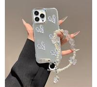 BEENTRYS Funda Espejo para Vivo Y93 / Y93S / Y91i / Y91C Funda,Diseño Corazón y Lazo 3D Brillante Perlas Niñas Mujeres Suave TPU Delgado Antigolpes Protectora Carcasa con Pulsera-AX