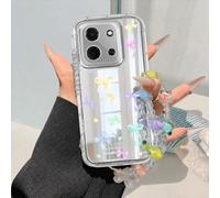 BEENTRYS Funda Espejo para Xiaomi Poco C85,Bonita Diseño de Lazo Mariposa Flores Brillante Niñas Mujeres Suave Transparente TPU Delgado Antigolpes Carcasa de Teléfono-1