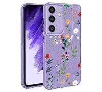BEENTRYS Funda Flores Glitter para Samsung Galaxy A16,Brillante Bling Sparkle Floral Niñas Mujeres Flexible Silicona Suave TPU Antigolpes Carcasa para Samsung Galaxy A16(S202-Morado)