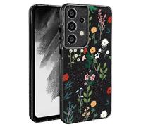 BEENTRYS Funda Flores Glitter para Samsung Galaxy A33 5G,Brillante Bling Sparkle Floral Niñas Mujeres Flexible Silicona Suave TPU Antigolpes Carcasa para Samsung Galaxy A33 5G(S202-Negro)