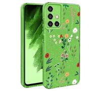BEENTRYS Funda Flores Glitter para Samsung Galaxy A51 4G,Brillante Bling Sparkle Floral Niñas Mujeres Flexible Silicona Suave TPU Antigolpes Carcasa para Samsung Galaxy A51 4G(S202-Verde)