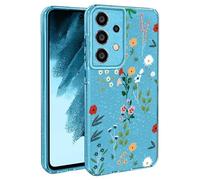 BEENTRYS Funda Flores Glitter para Samsung Galaxy A53 5G,Brillante Bling Sparkle Floral Niñas Mujeres Flexible Silicona Suave TPU Antigolpes Carcasa para Samsung Galaxy A53 5G(S202-Azul)